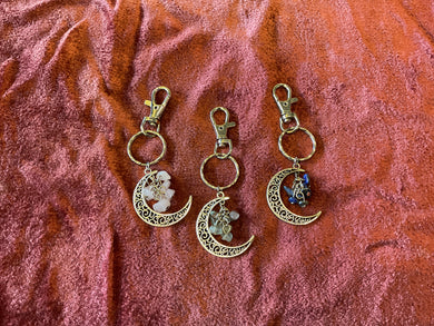 Celtic Moon Crystal Keychain