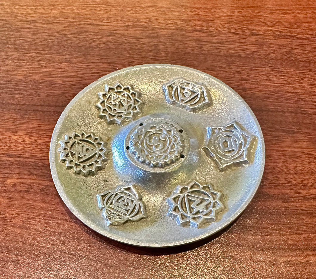Silver chakra plate stick burner